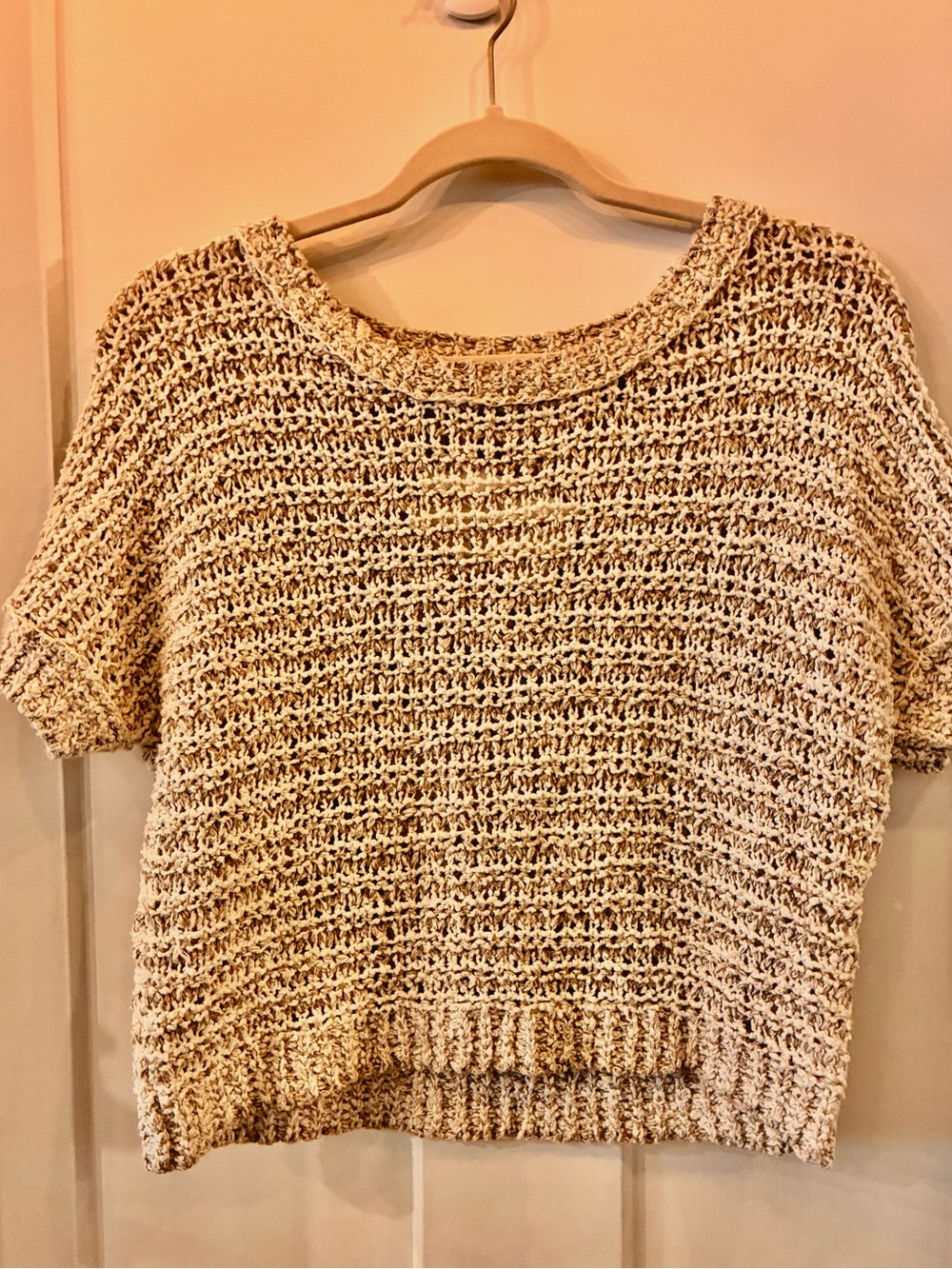 Chunky Knit Short Sleeve Sweater - Oatmeal